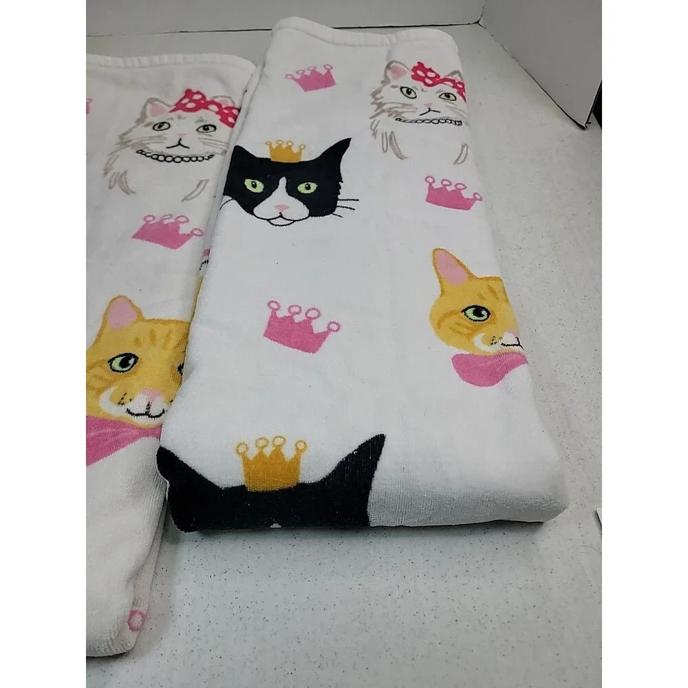 Kassafina Spoiled Cats Live Here Set Of 2 Plush Big Bath Towels